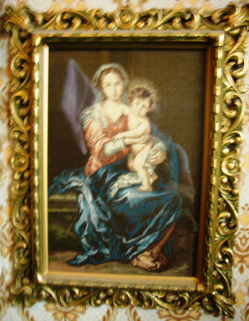 The Virgin with Child auth. Bartolome Murillo c.1655 23.5x34 cm. 39 colours